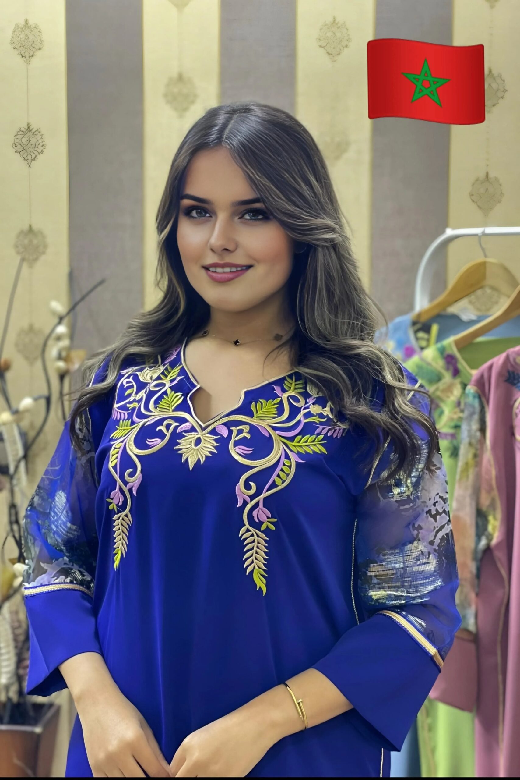 Caftan dress with beads